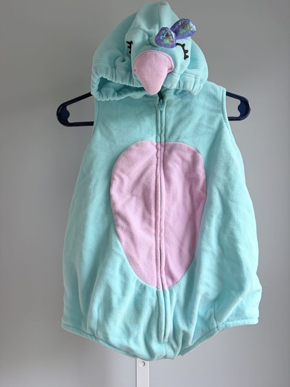 Plush Peacock Hooded Costume Vest Aqua Pink Toddler